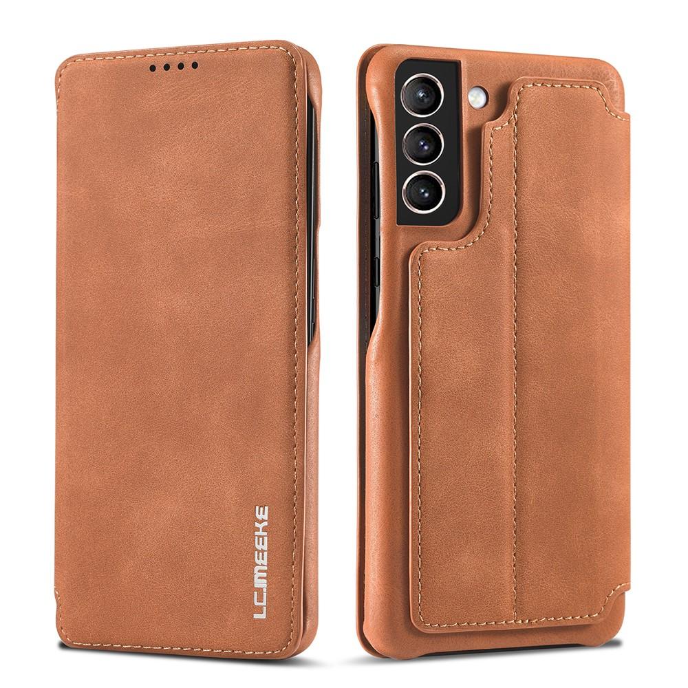 Slim Bookcover hoesje Samsung Galaxy S21 Cognac