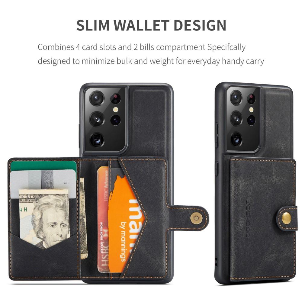 Samsung Galaxy S21 Ultra Magnetic Wallet Card Case Zwart