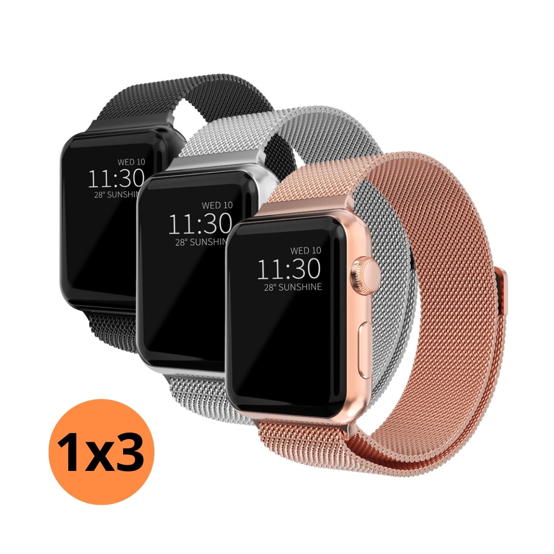 Apple Watch 38/40/41 mm Kit Milanese bandje zwart, zilver, roségoud