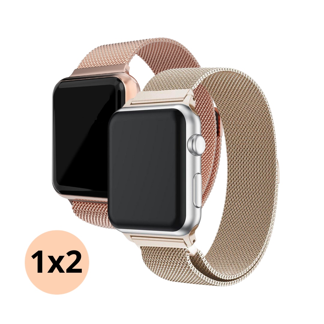 Apple Watch 42mm Kit Milanese bandje champagne goud & roségoud