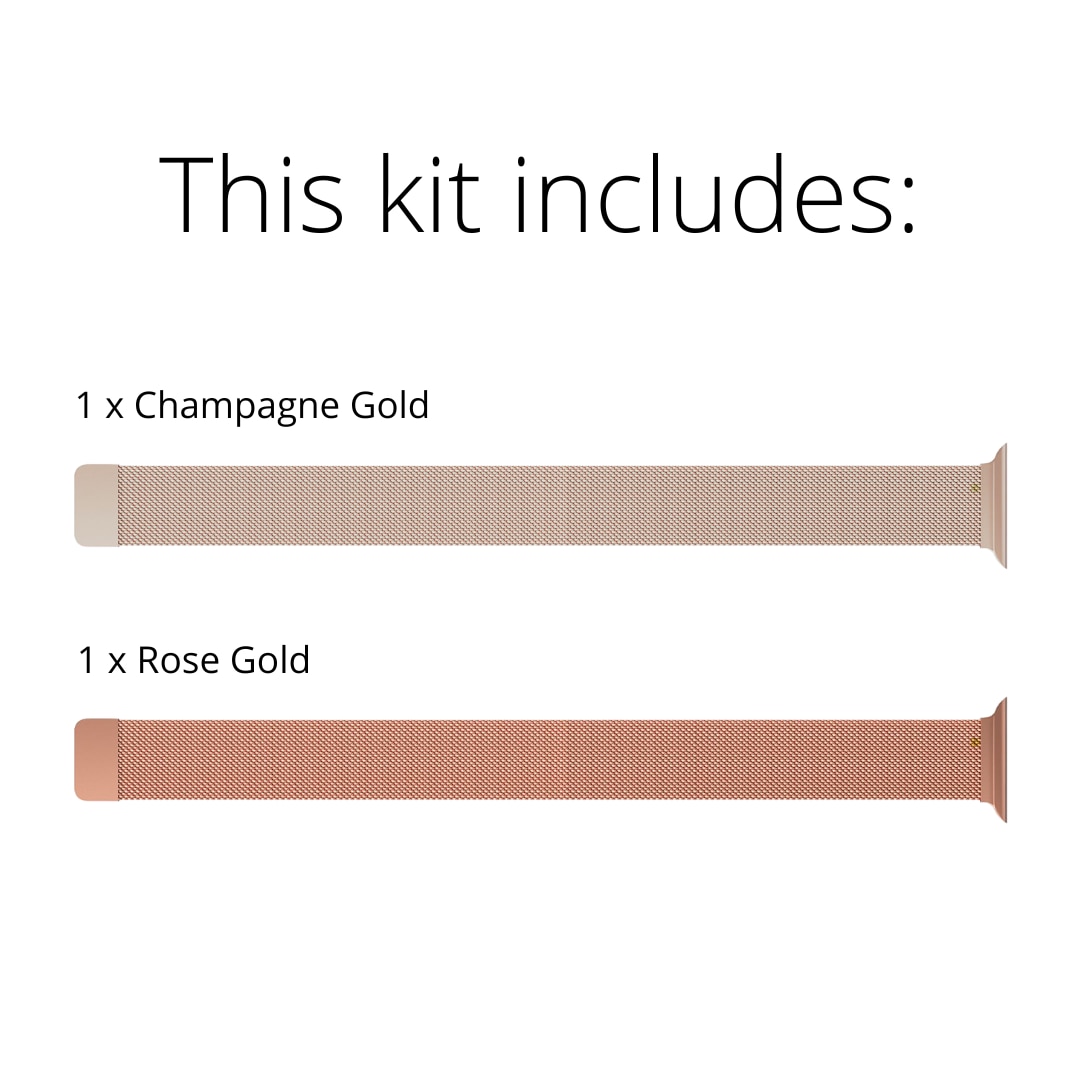 Apple Watch 41mm Series 9 Kit Milanese bandje champagne goud & roségoud