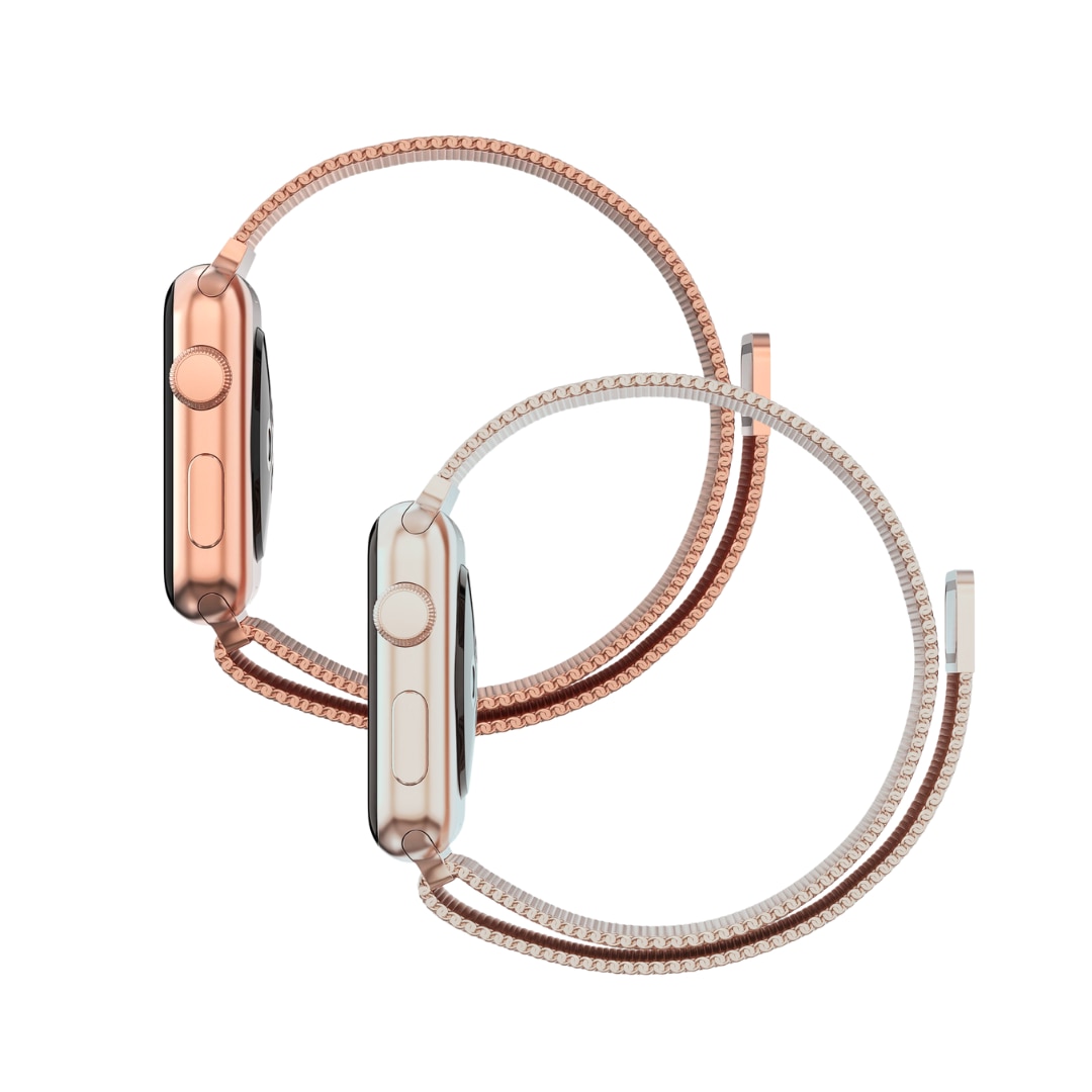 Apple Watch 45mm Series 7 Kit Milanese bandje champagne goud & roségoud