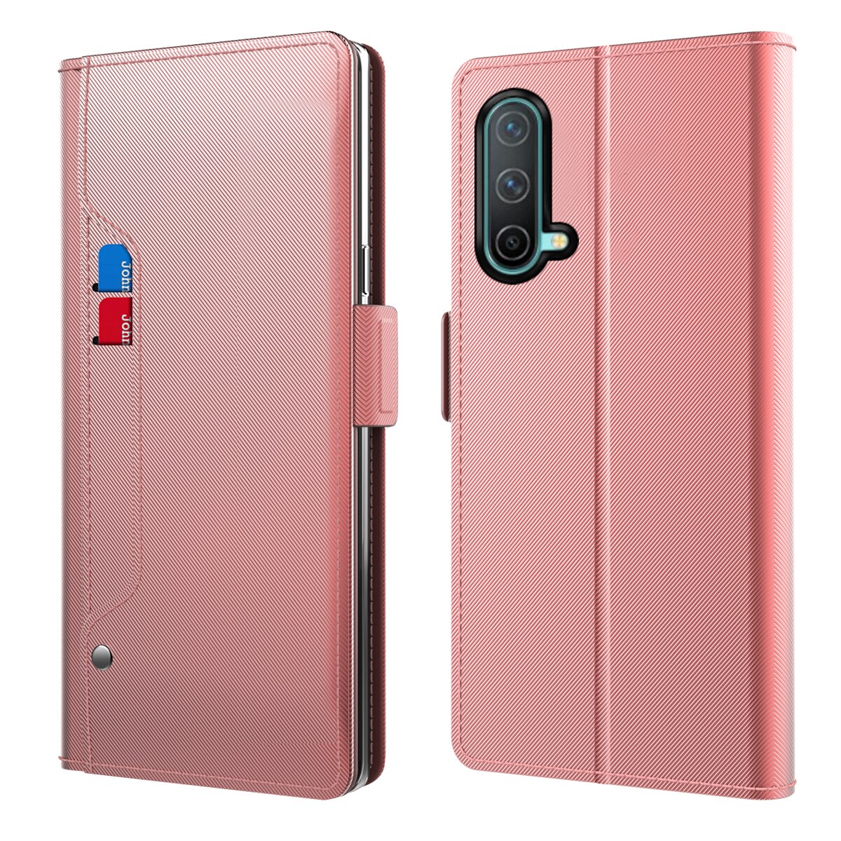 OnePlus Nord CE 5G Bookcover Hoesje met Spiegel Roze goud