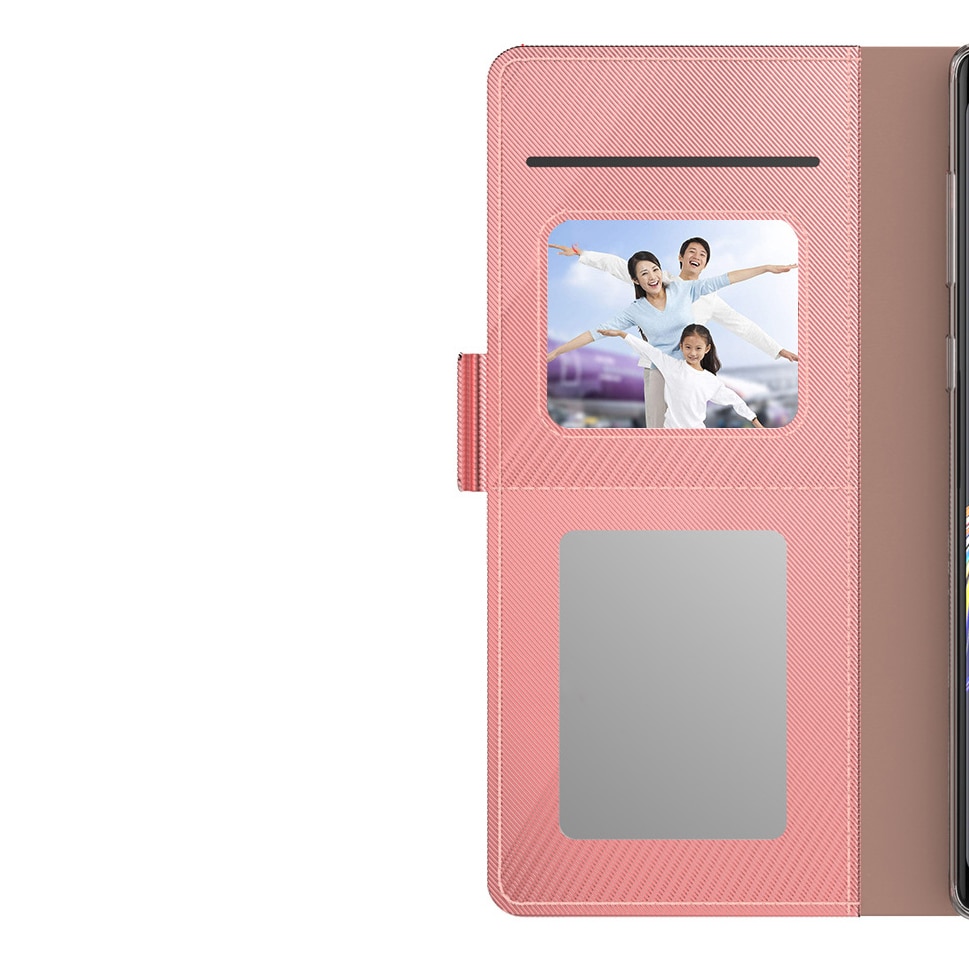 Samsung Galaxy S22 Plus Bookcover Hoesje met Spiegel Roze goud
