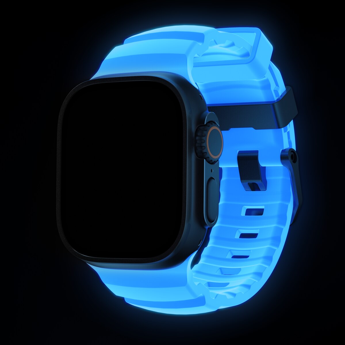 Rocky Point Band Apple Watch Series 9 45mm Icy Blue Glow (Black Hardware) - Limited edition