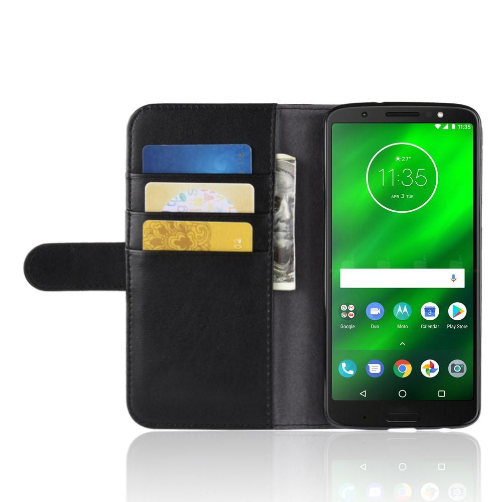 Motorola Moto G6 Plus Echt lederen hoesje Zwart