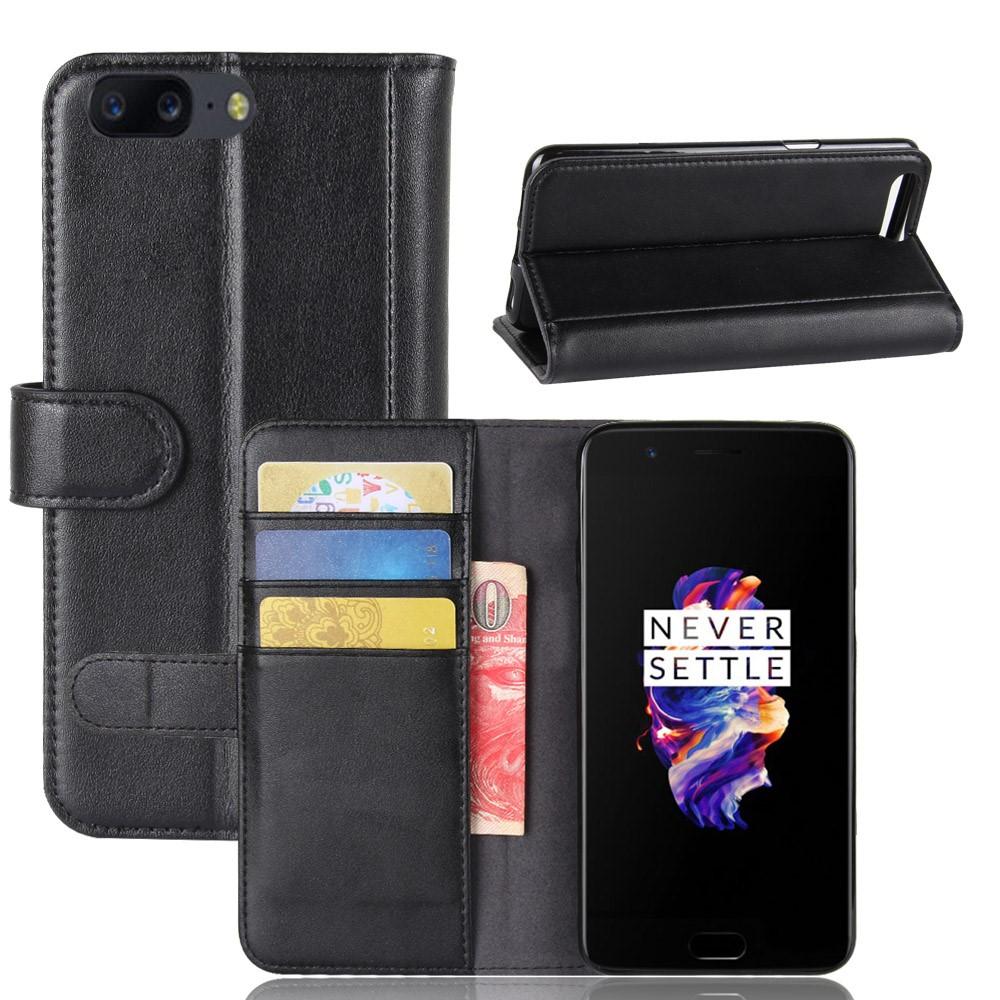  OnePlus 5 Echt lederen hoesje Zwart
