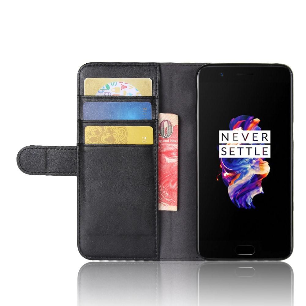  OnePlus 5 Echt lederen hoesje Zwart