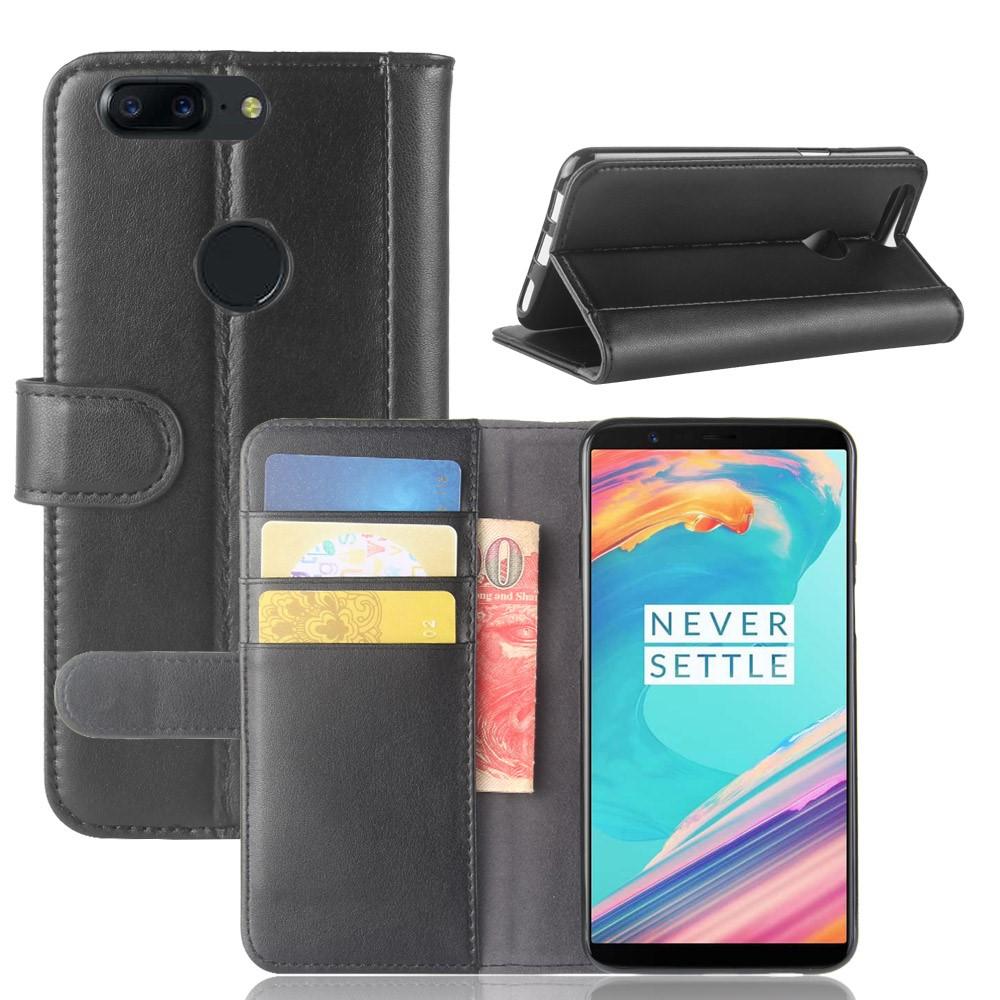  OnePlus 5T Echt lederen hoesje Zwart