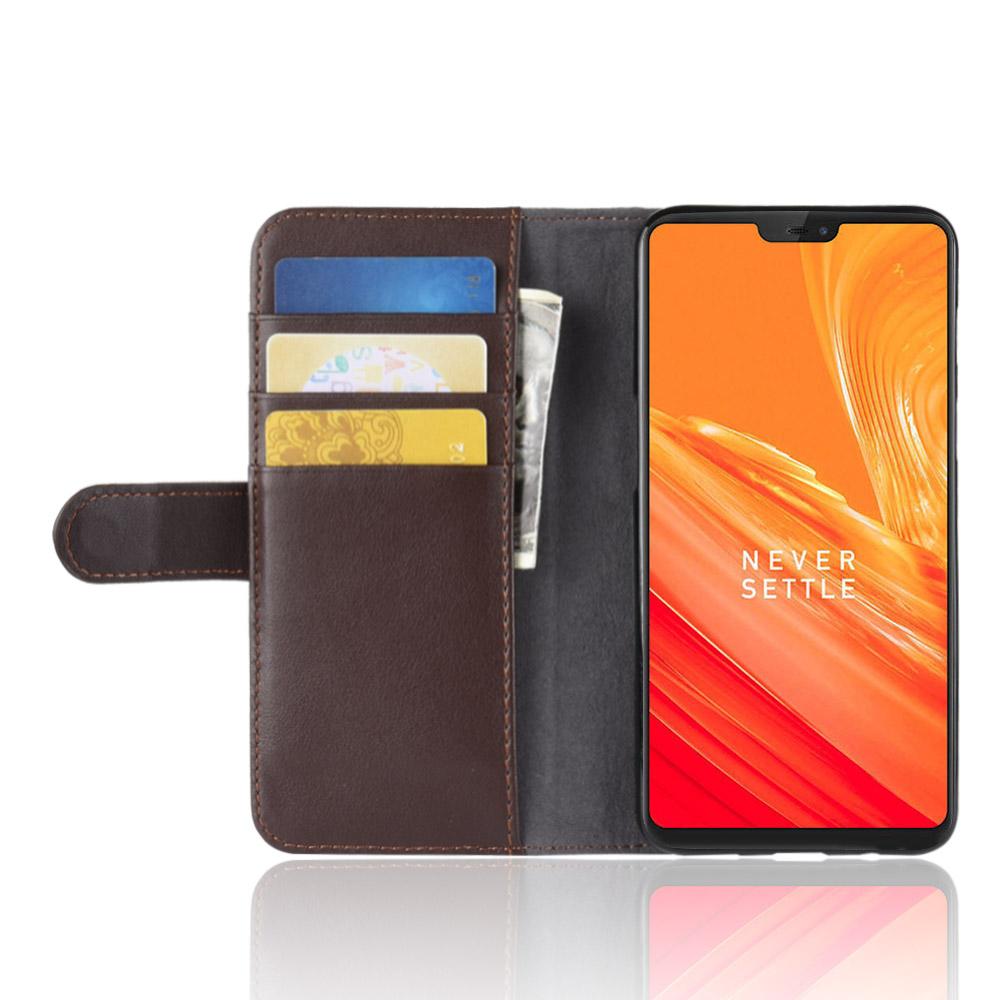  OnePlus 6 Echt lederen hoesje Bruin