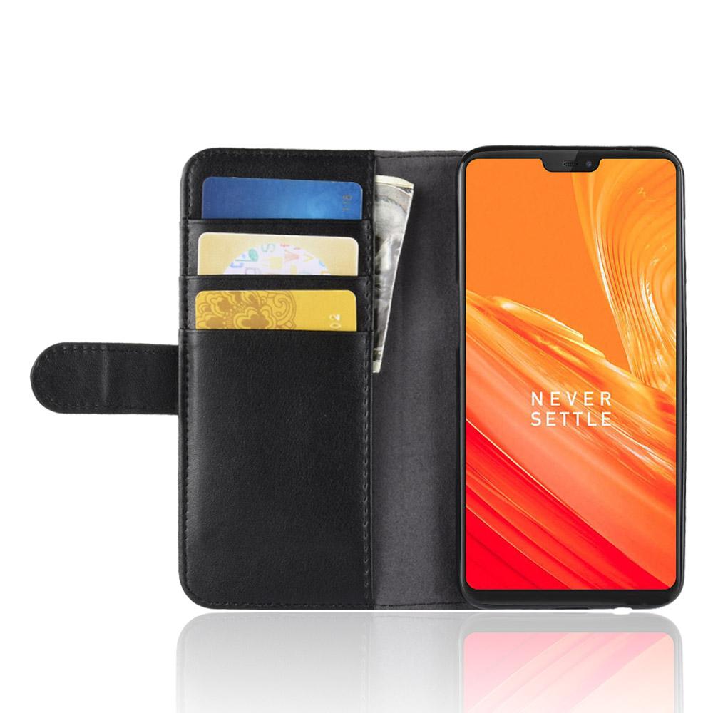 OnePlus 6 Echt lederen hoesje Zwart