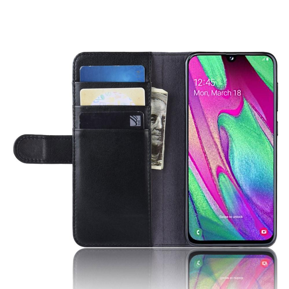 Samsung Galaxy A40 Echt lederen hoesje Zwart