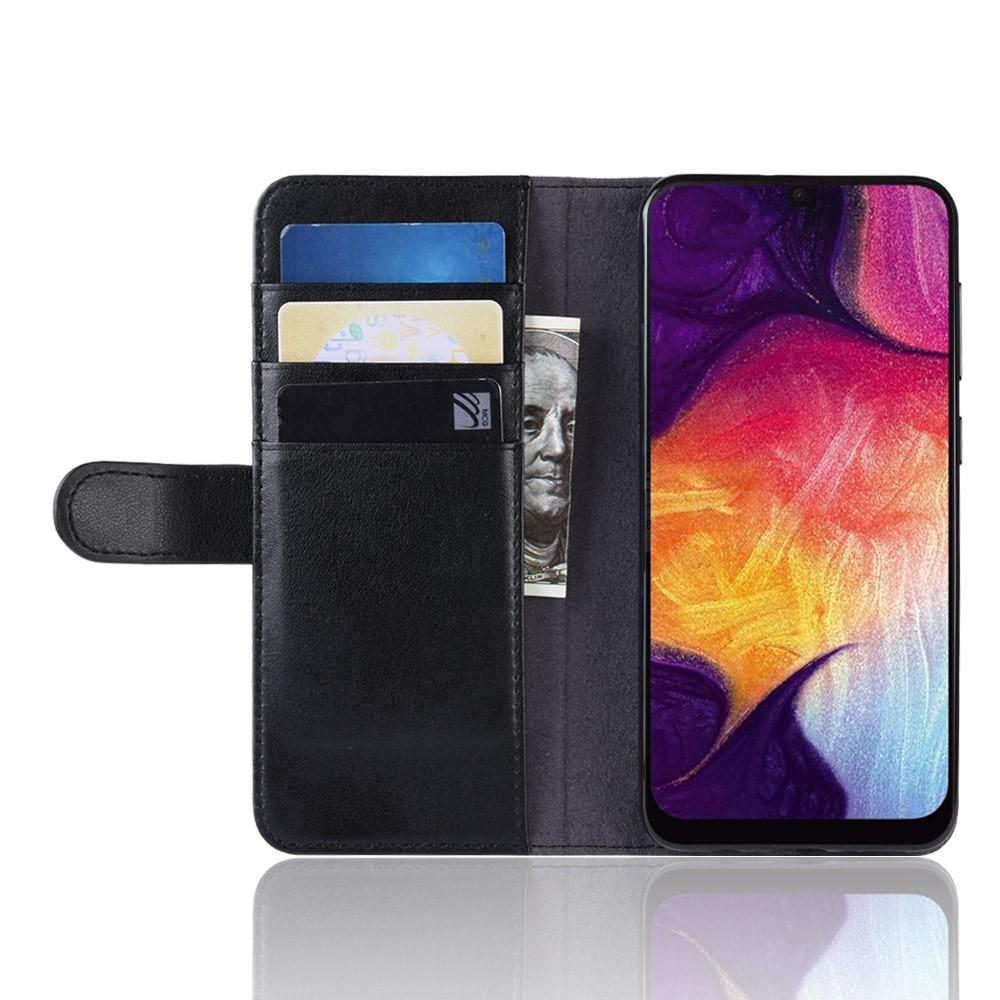 Samsung Galaxy A50 Echt lederen hoesje Zwart