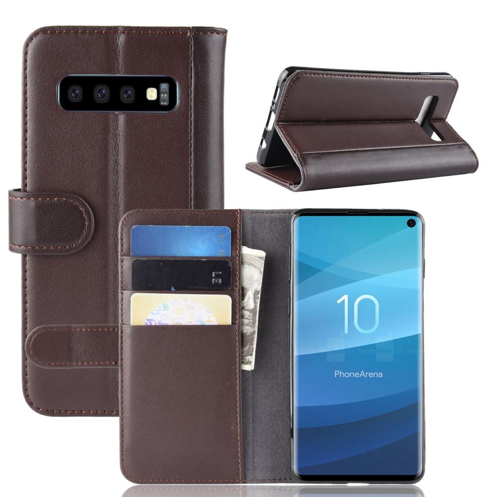 Samsung Galaxy S10 Echt lederen hoesje Bruin