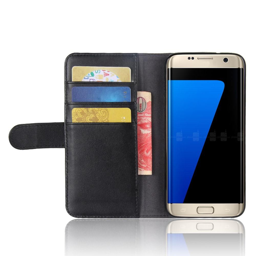 Samsung Galaxy S7 Edge Echt lederen hoesje Zwart