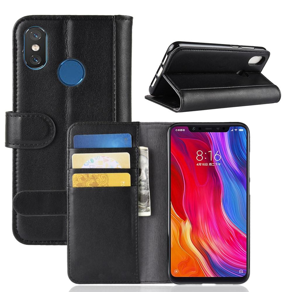 Xiaomi Mi 8 Echt lederen hoesje Zwart