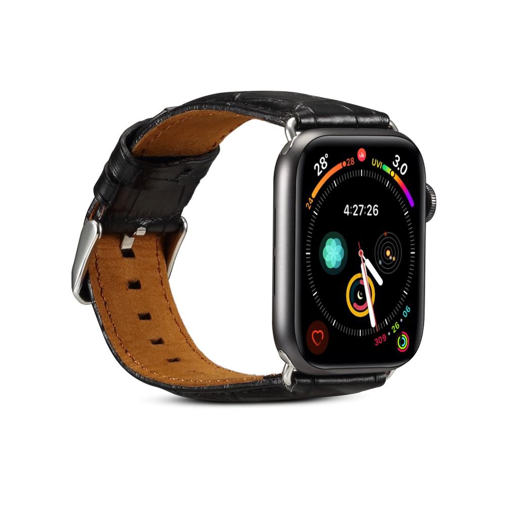 Apple Watch 45mm Series 8 Armband Krokodil zwart