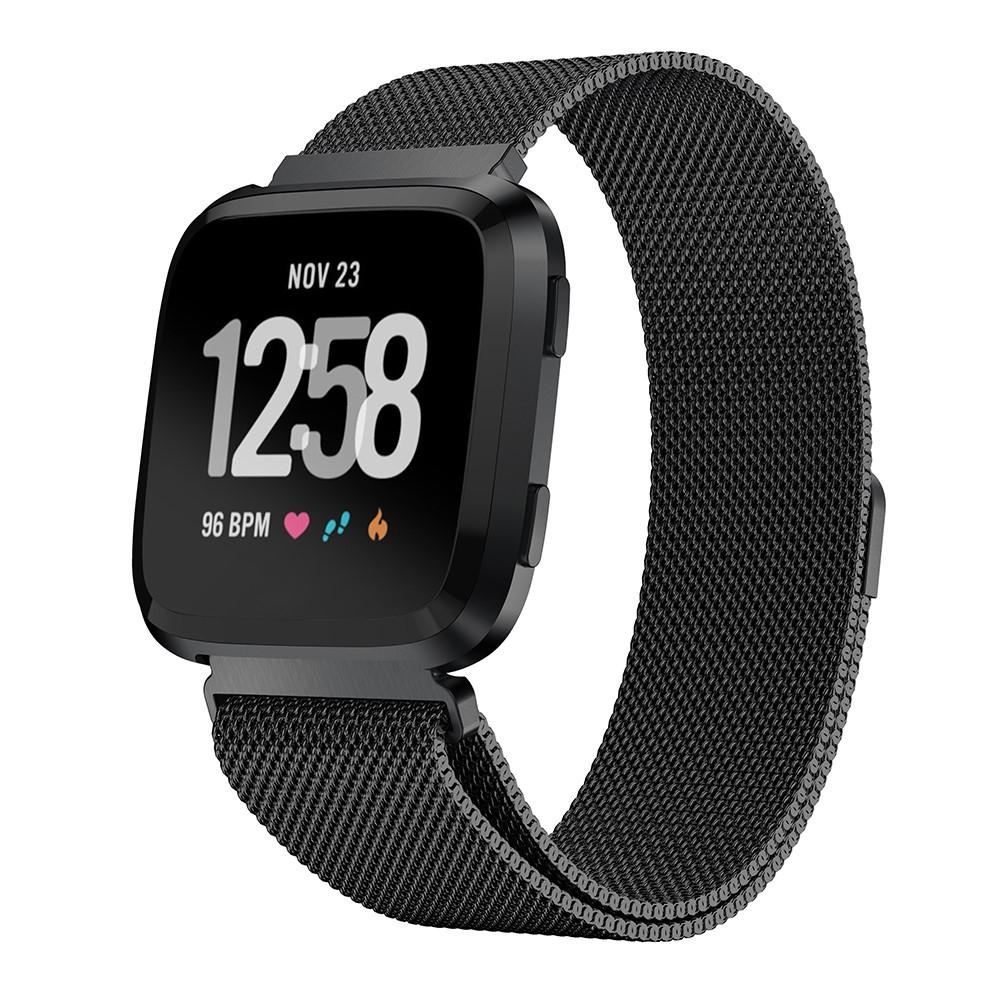 Fitbit Versa/Versa 2 Milanese bandje Zwart