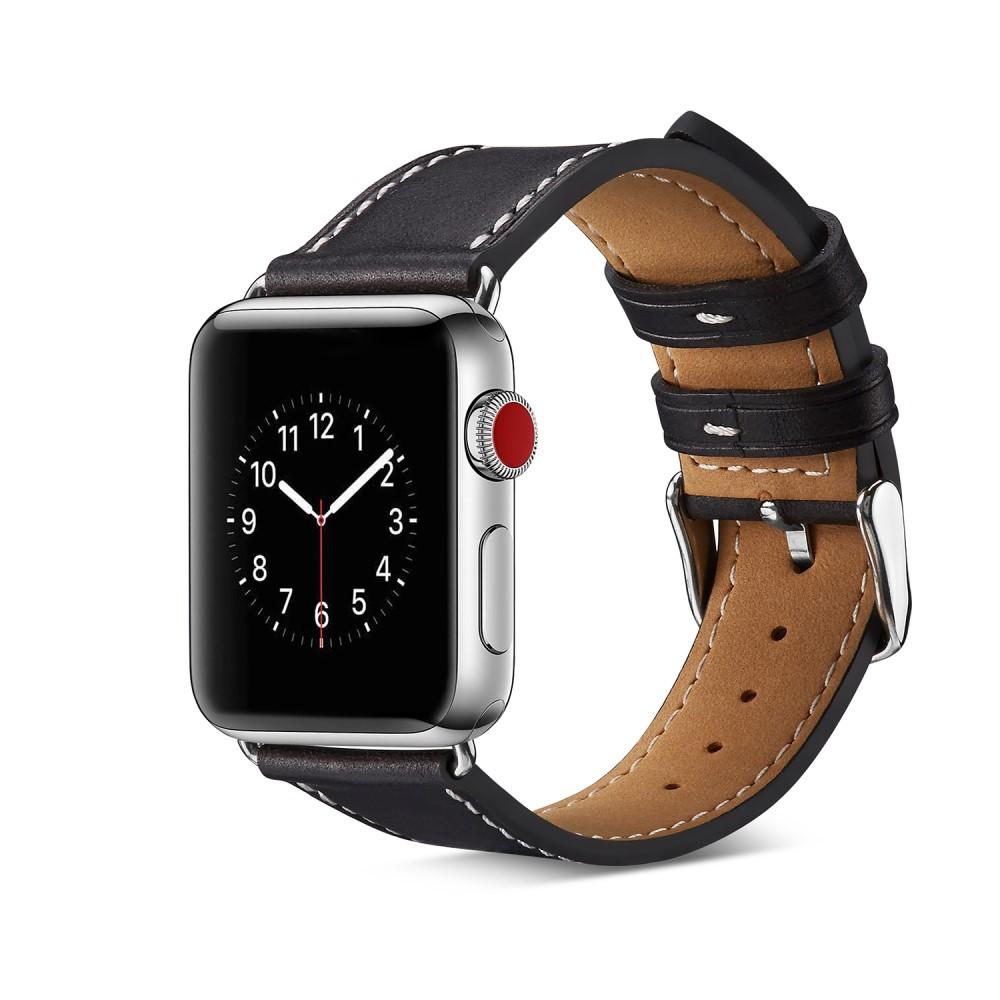 Apple Watch 41mm Series 8 Leren bandje zwart