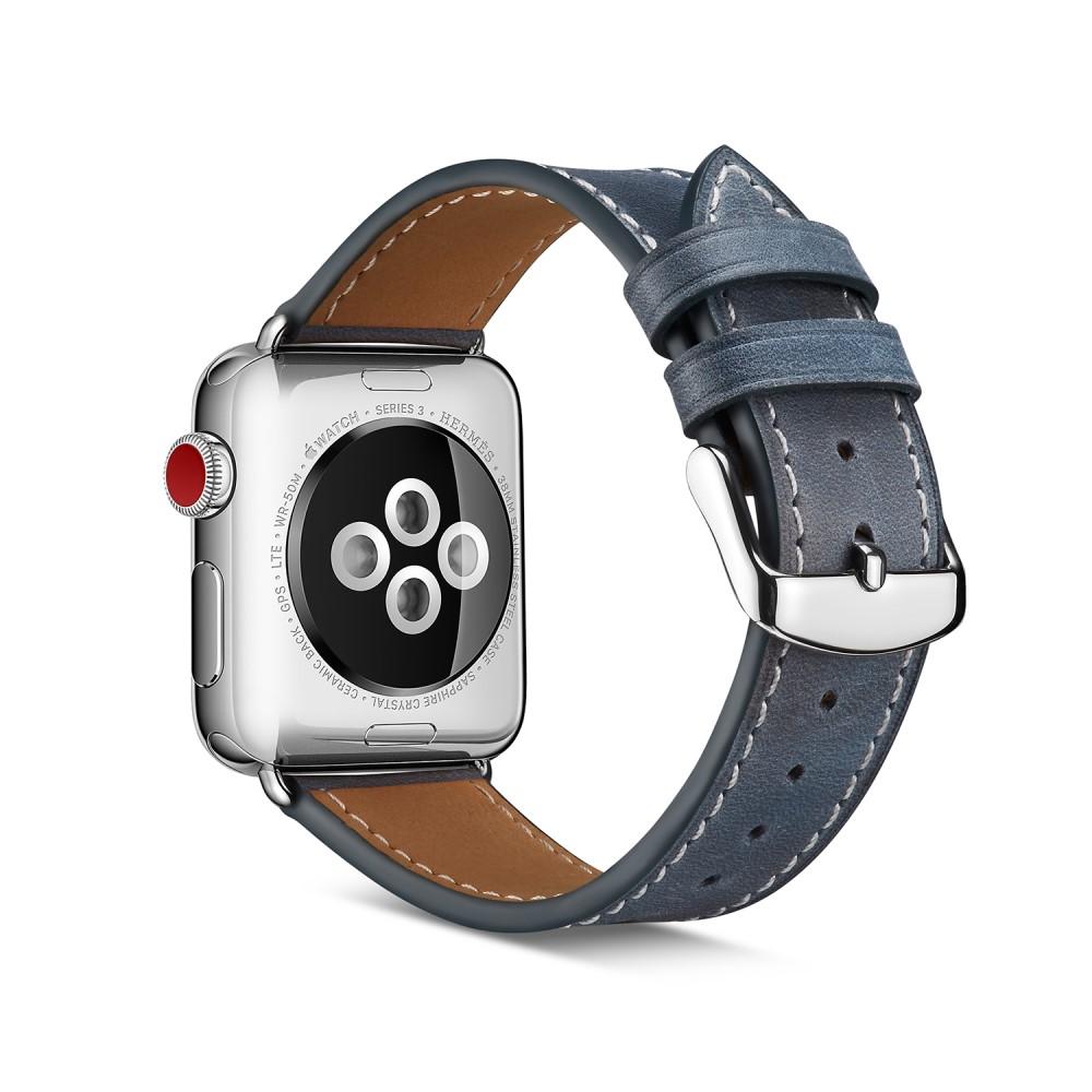 Apple Watch 45mm Series 8 Leren bandje Blauw