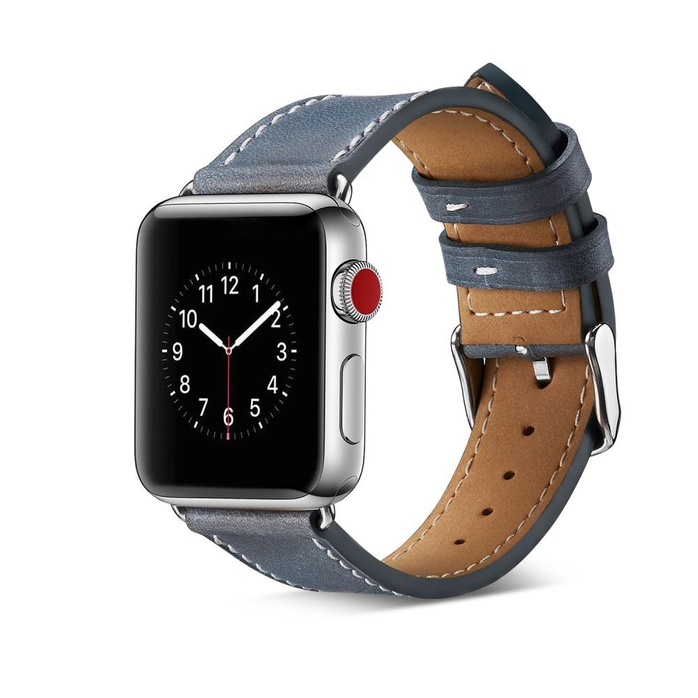 Apple Watch 45mm Series 8 Leren bandje Blauw