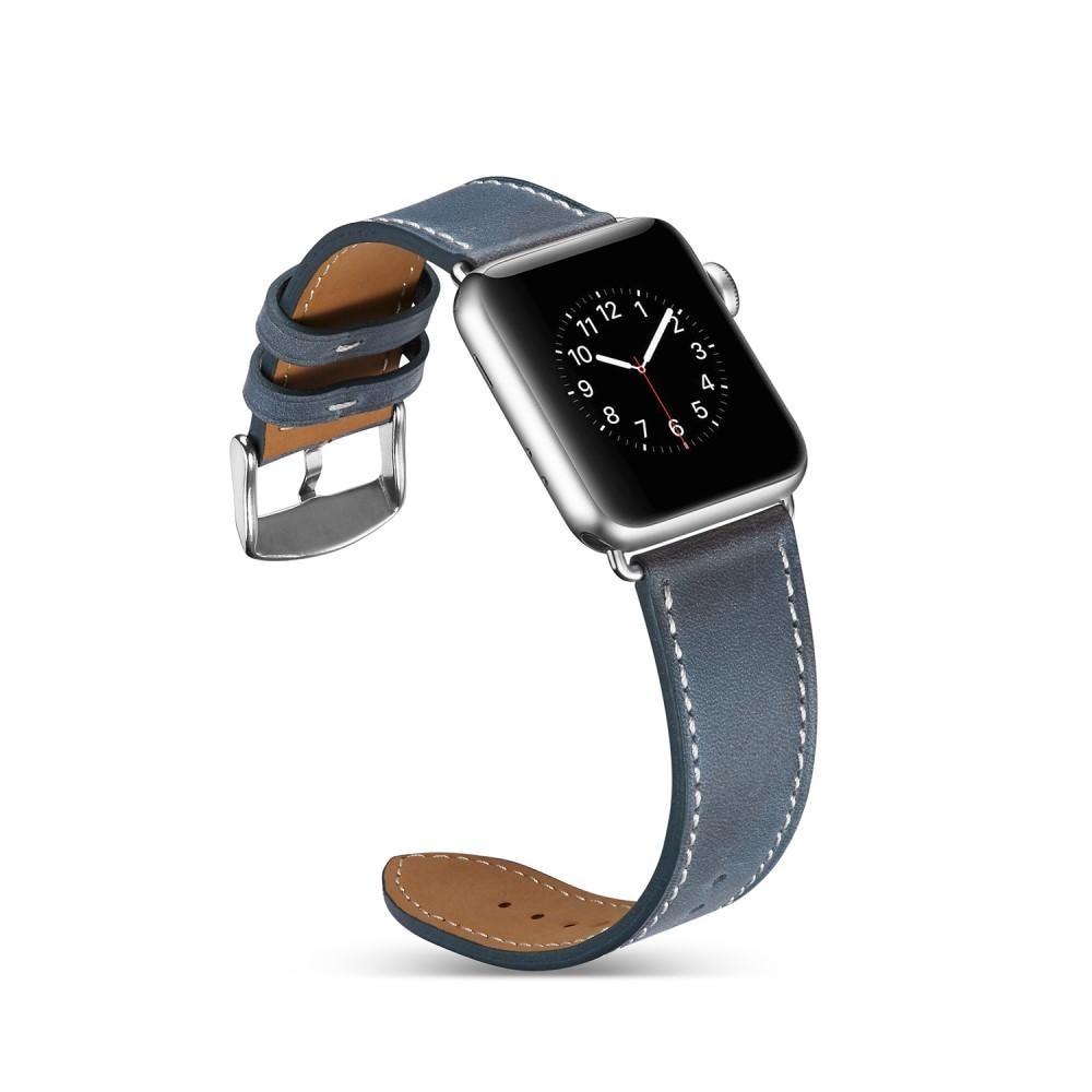 Apple Watch 45mm Series 8 Leren bandje Blauw