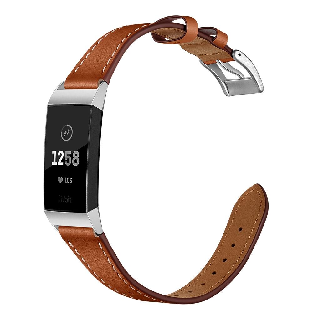 Fitbit Charge 3/Charge 4 Leren bandje Bruin
