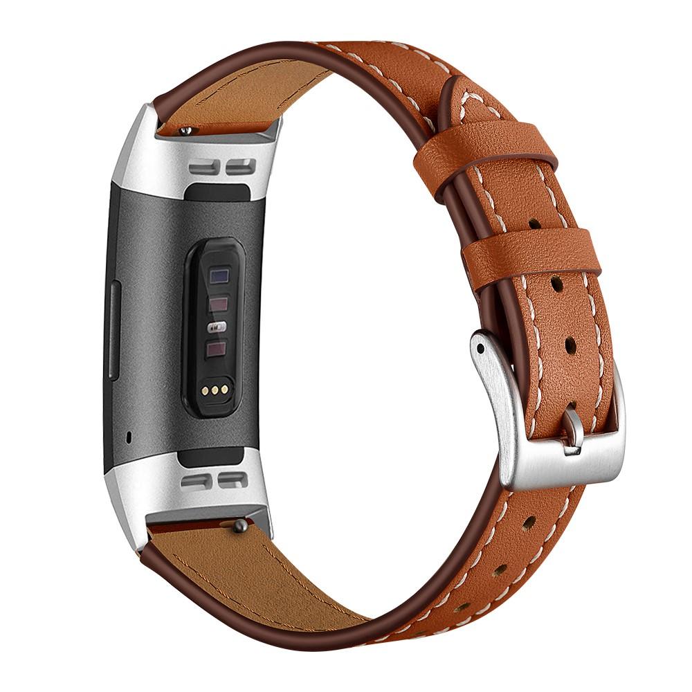 Fitbit Charge 3/Charge 4 Leren bandje Bruin