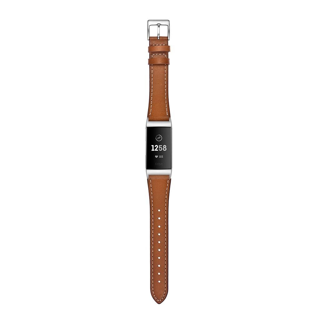 Fitbit Charge 3/Charge 4 Leren bandje Bruin