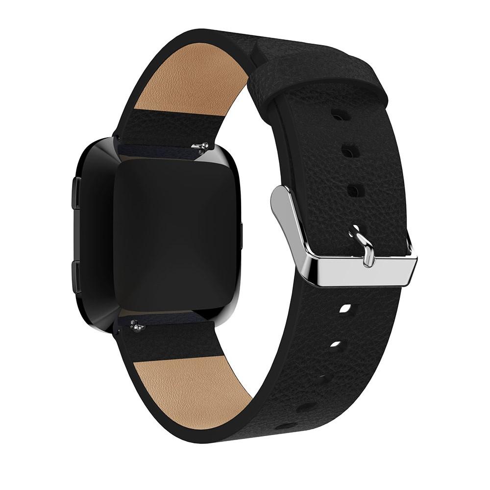 Fitbit Versa/Versa 2 Leren bandje Zwart