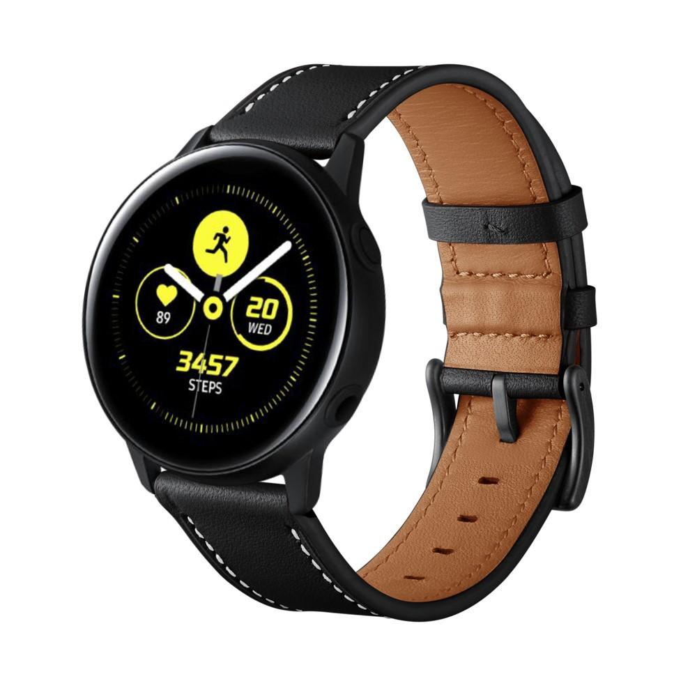 Samsung Galaxy Watch 42mm/Watch Active Leren bandje Zwart