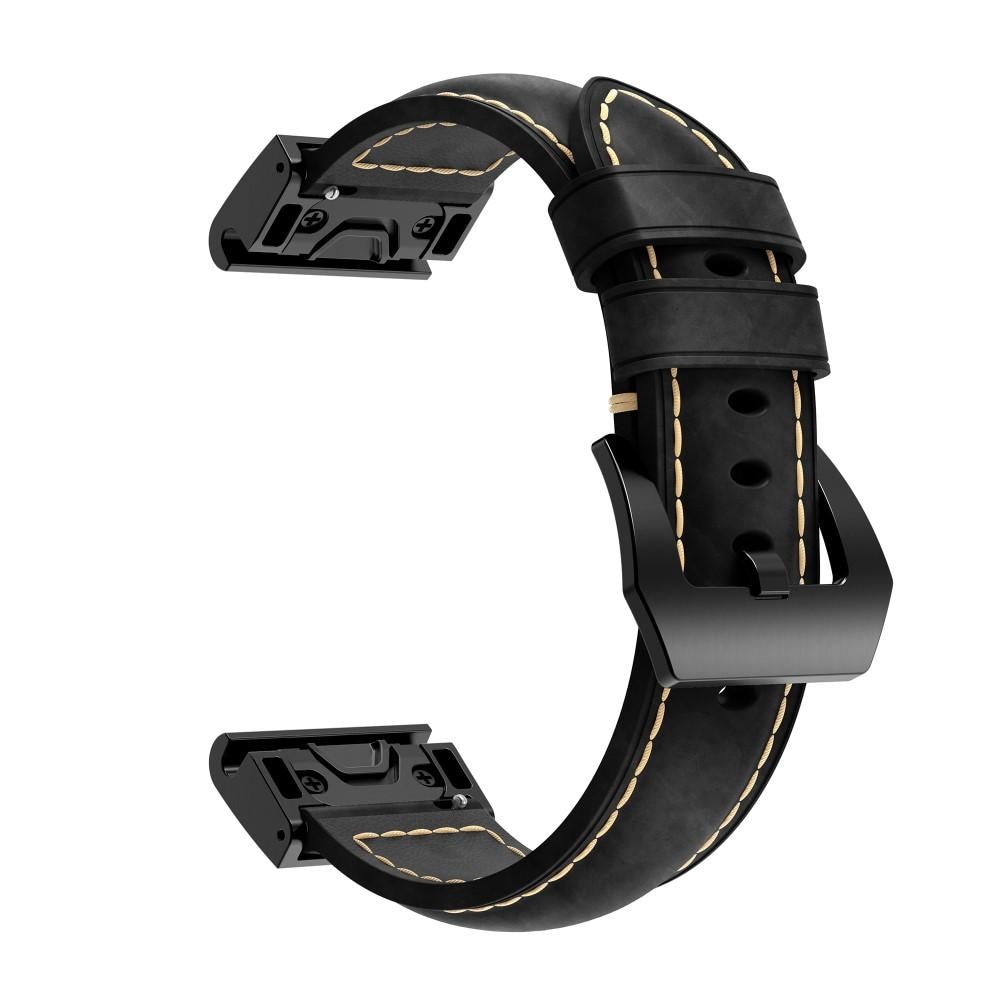 Garmin Fenix 5S/5S Plus/6S/6S Pro/7S Leren bandje Zwart