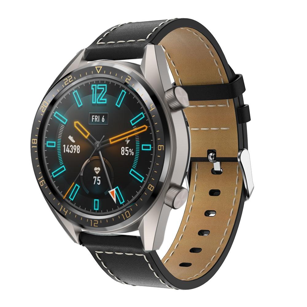 Huawei Watch GT/GT 2 46mm/GT 2e Leren bandje Zwart