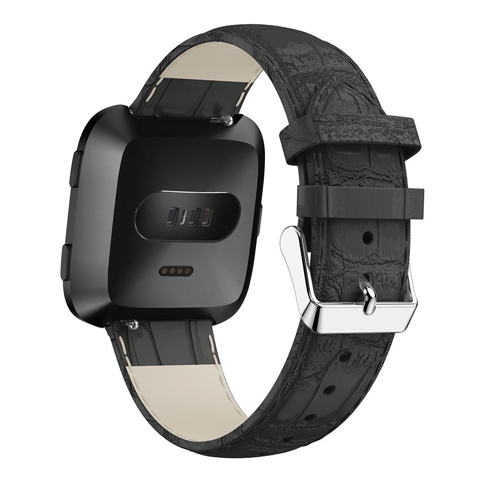 Fitbit Versa/Versa 2 Leren bandje Krokodil Zwart