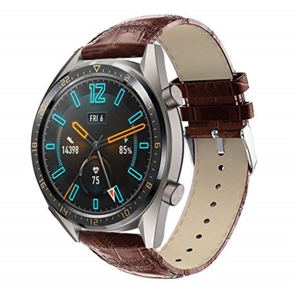 Huawei Watch GT/GT 2 46mm/GT 2e Leren bandje Krokodil Bruin