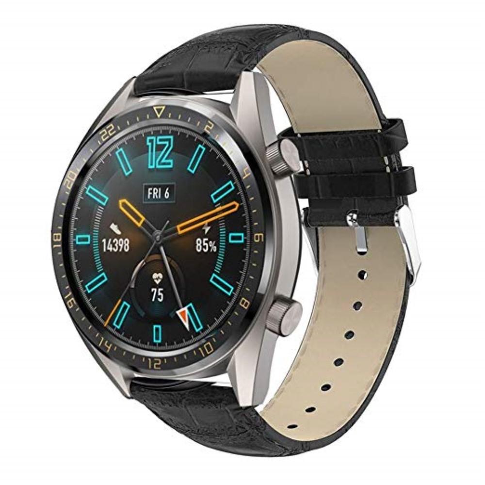 Huawei Watch GT/GT 2 46mm/GT 2e Leren bandje Krokodil Zwart