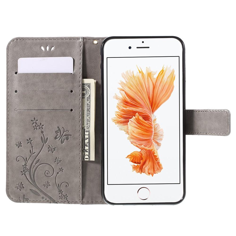 iPhone 6/6S Leren vlinderhoesje Grijs