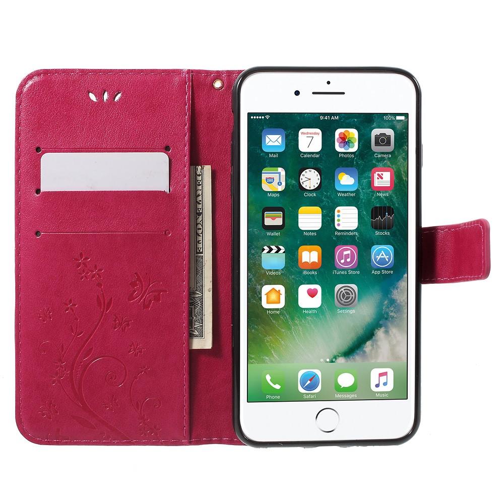 iPhone 7 Plus/8 Plus Leren vlinderhoesje Roze