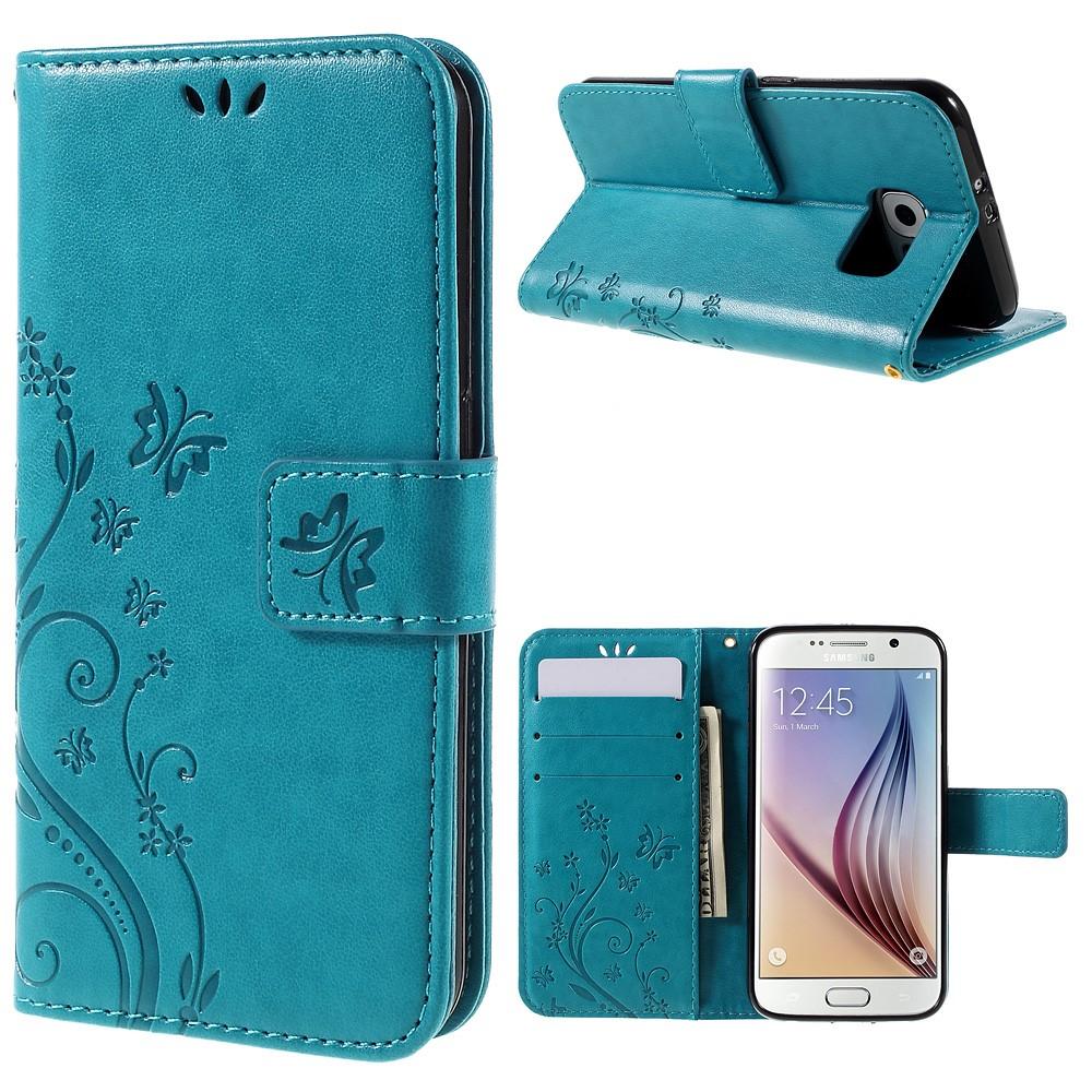 Samsung Galaxy S6 Leren vlinderhoesje Blauw