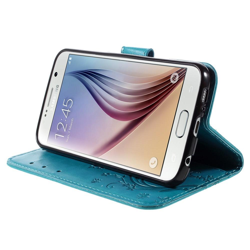 Samsung Galaxy S6 Leren vlinderhoesje Blauw
