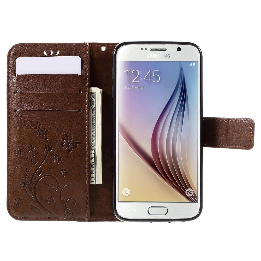 Samsung Galaxy S6 Leren vlinderhoesje Bruin