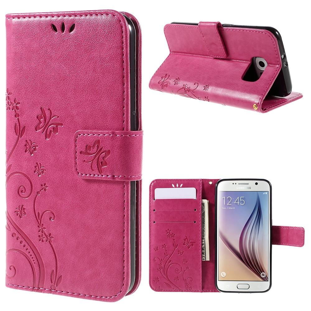 Samsung Galaxy S6 Leren vlinderhoesje Roze