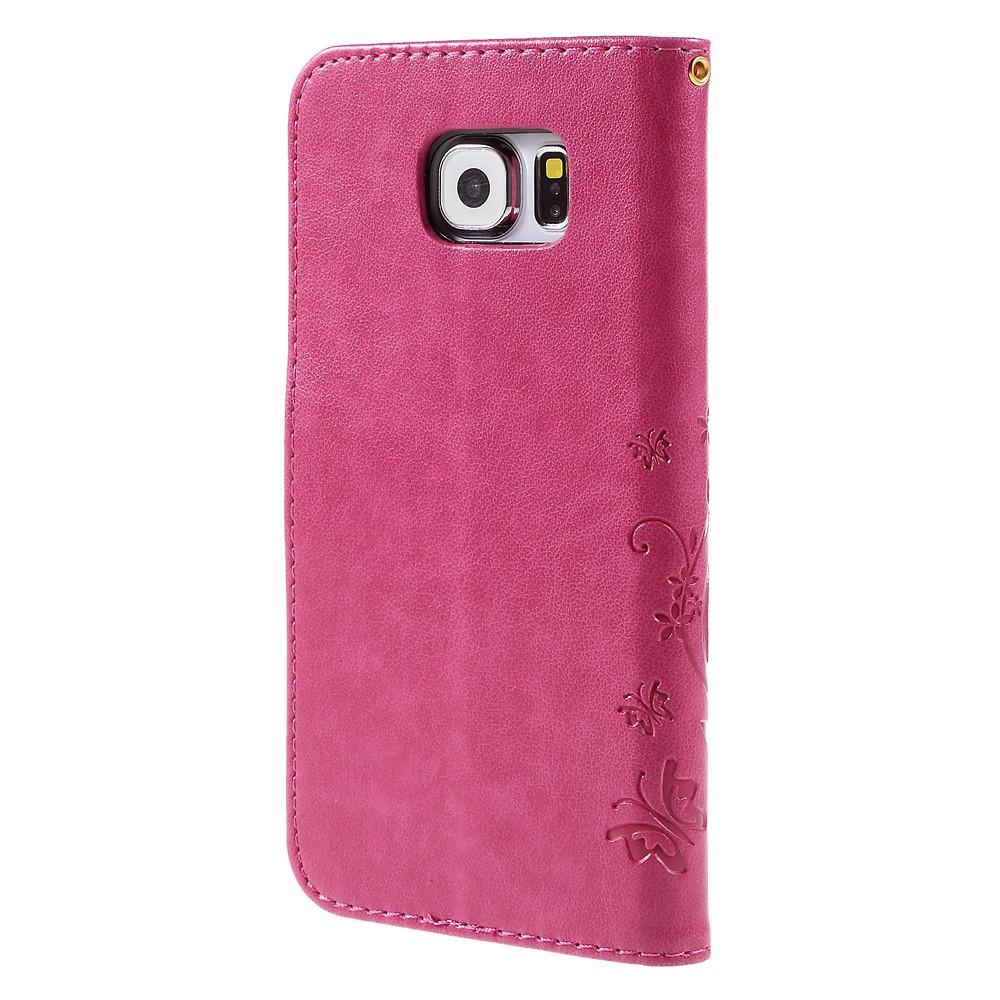 Samsung Galaxy S6 Leren vlinderhoesje Roze