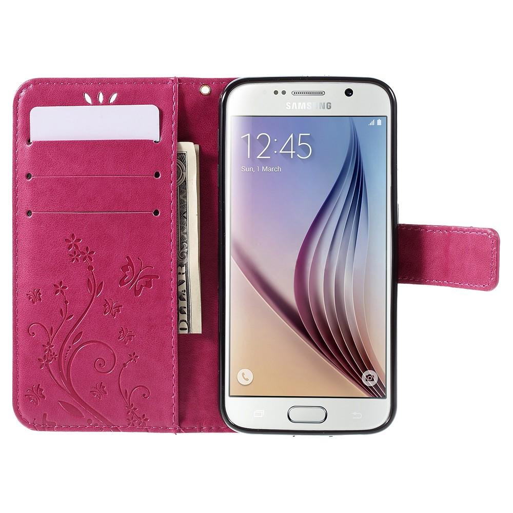 Samsung Galaxy S6 Leren vlinderhoesje Roze