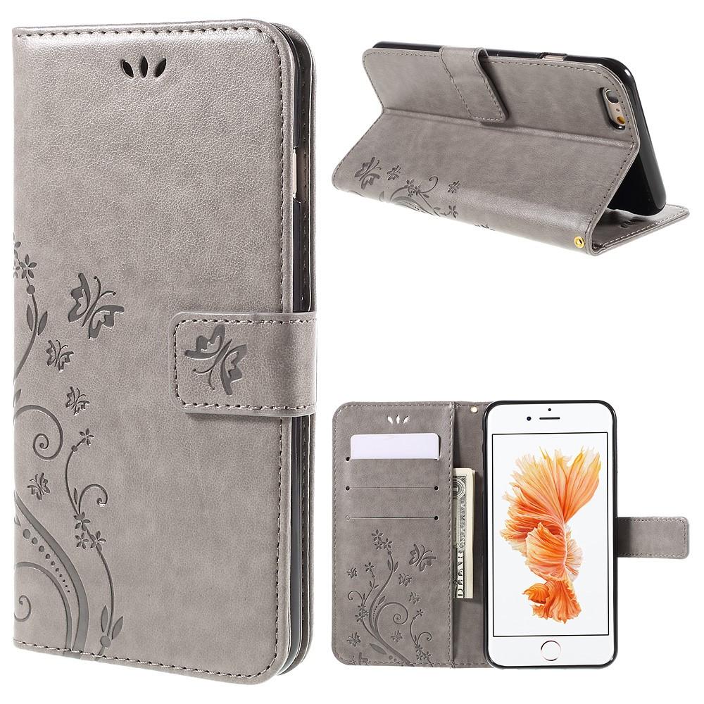 Apple iPhone 6 Plus/6S Plus Leren vlinderhoesje Grijs