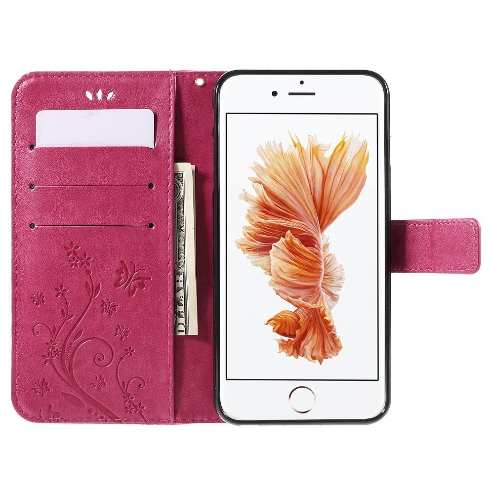 Apple iPhone 6 Plus/6S Plus Leren vlinderhoesje Roze