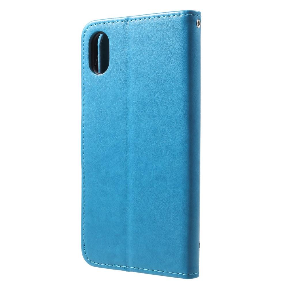 iPhone Xr Leren vlinderhoesje Blauw