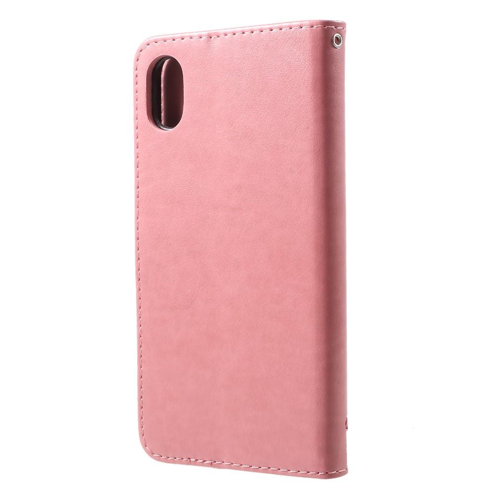 iPhone Xr Leren vlinderhoesje Roze