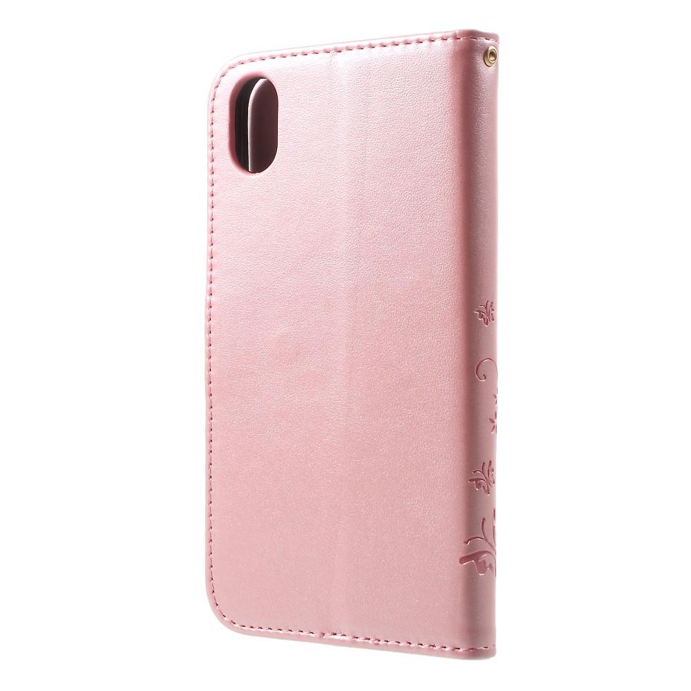 iPhone Xr Leren vlinderhoesje Roze