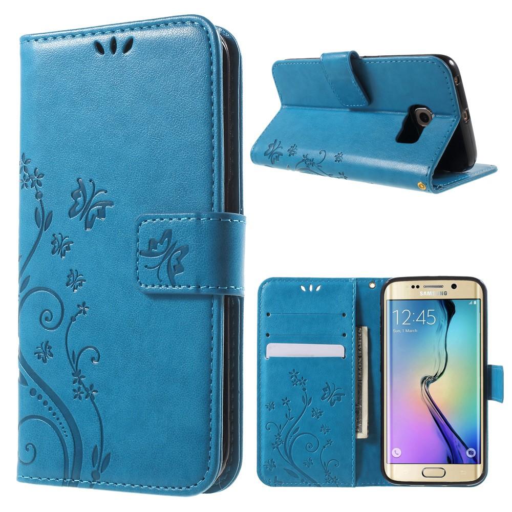 Samsung Galaxy S6 Edge Leren vlinderhoesje Blauw